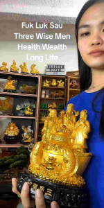 Fuk Luk Sau Three Immortals Feng Shui Wealth Prosperity Money Catcher Figurine