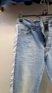 กางเกงยีนส์ แฟชั่นชายN กางเกงยีนส์แถบขาว แถบข้าง กางเกงขายาว กางเกงผู้ชาย แถมเชือก เอว 28-38 นิ้ว