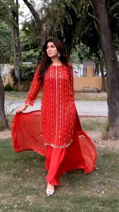 [PRE-ORDER] Ready Made Faux Georgette With Embroidered Sequence Work Plazzo ( Delivery 10 Days )