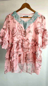 2280 Natasha Asymmetric Tiered Top Blouse Sifon Bunga