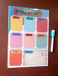 Magnetic Weekly Fridge Planner A4 size with erasable pen organize daily schedule ref magnetic board fridge magnet A4