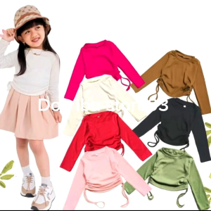 Vallen Top Blouse - Atasan Anak Perempuan 2-10 Tahun Tali Serut Samping Kiri & Kanan Lengan Panjang