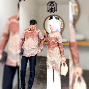 Baju Couple Batik Pasangan Tunik Batik Terbaru Kemeja Batik Pria Lengan Panjang