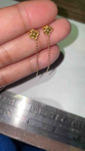 PAWNABLE 18K Saudi Gold Clover Strand Earrings(lightweight)✨