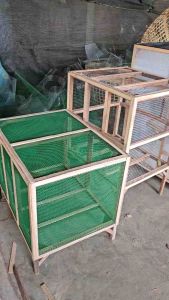 กรงเเมวกันยุงกันงู ล้อม2ชั้นลวด+กันยุง ประตูบานใหญ่1-บานเล็ก1+ชั้นนอนในกรง3ชั้น ขนาด100*90*90ซม.