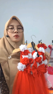 Baju Pesta Anak Perempuan Merah Putih 0 Sampai 7 Tahun Dress Gamis Gaun Bahan Tille