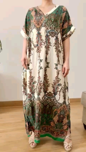 ●ECLAIRE● 003 Dress Maksi Maxi Jumbo Loose Katun Rayon Vneck Lengan Pendek Shortsleeves Busui Friendly Fashion Muslim Kasual Casual Import gioio