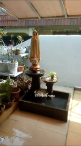 S77 -B Yellow 3.5x2.5 Feng Shui Water Pond Fountain Garden Water Feature Sandstone 风水流水喷泉瀑布池 Fish Waterfall Home Mary