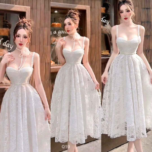 Đầm ren xòe tiểu thư sang chảnh kèm tag hoa cổ duyên dáng (Váy đầm thiết kế đẹp mê ly💯) - S M L đầm xinh thiết kế rẻ sập sàn Lazada - Có nhiều mã giảm giá kèm Freeship thả ga