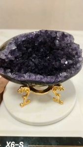 Natural Deep Purple Amethyst Crystal Geode from Uruguay