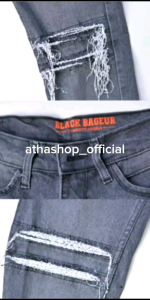 Celana Jeans Sobek Bikers BlackWash & Ripped