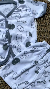 6 PCS/3SET PENDEK BAJU BAYI DAN CELANA BAYI BARU LAHIR SERI ABU RIVER
