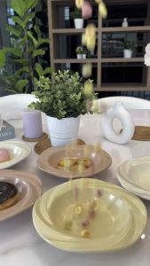 【พร้อมส่ง】🍽️ จานเซรามิก ขอบคลื่น ก้นลึก สไตล์เกาหลี คาเฟ่มินิมอล มี 4 สี เข้าไมโครเวฟได้ จานใส่เค้ก จากใส่สปาเกตตี้