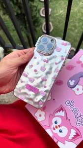 New! Flower Cherry Bear Texture Wrinkle Metalic Case - Hardcase/Casing Hp For Iphone 7 8 7+ 8+ X Xs Xr 11 12 13 14 15 16 PRO PROMAX RCI483