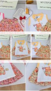 ชุดเสื้อผ้ายืดและกระโปรงเข้าชุด Butter Bear ลายหมีเนย