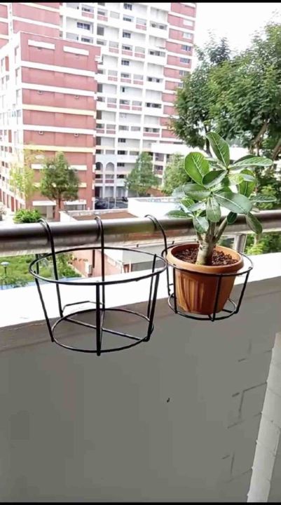 [SG Seller] Flower Pot Rack Railing Plant Hanging Basket Organizer ...