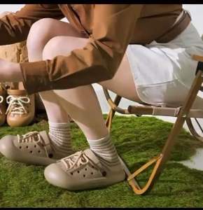 Cutie lace style half close slides shoes 可爱风绑带EVA 半包外穿拖鞋