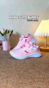 Sepatu Ando Cute Bunny Velcro Perekat Merah Muda Pink