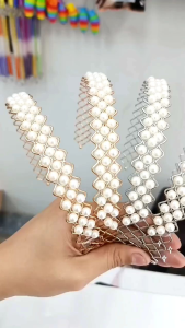 Bando Kawat Kristal Zig Zag Wanita Bando Korea Permata Fashionable