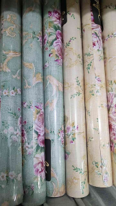 Wallpaper shabby Cream Wallpaper dinding Batik Bunga Cream Wallpaper sticker
