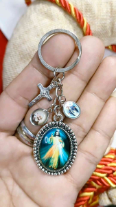 St. Benedict Crucifix Miraculous Medal St. Padre Pio and Divine Mercy 1x1.25 inch. in One for Keys.