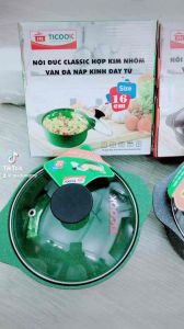 Nồi đúc CLASSIC HỢP KIM NHÔM VÂN ĐÁ NẮP KÍNH ĐẤY TỪ  dùng được mọi loại bếp - Nôi TICOOK