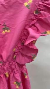 Issa L/XL 7-12y/o Butterfly Half Smocking Challis Dress - Vibrant Floral Print with Ruffle Sleeves & Smocked Waist for Summer Parties