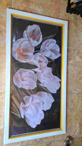 Hiasan dinding lukisan cetak Bunga Tulip indah plus bingkai uk 100x50cm