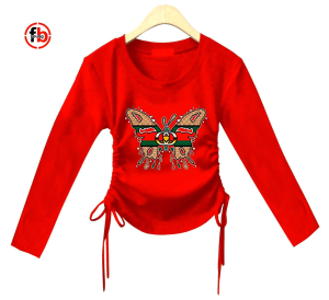 younghands crop long sleeves atasan anak crop top lengan panjang model crop serut tali 2 sisi fleksibel