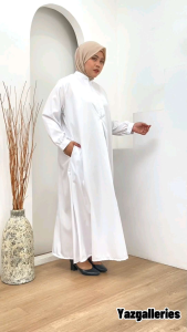 Safiya Gamis Jumbo Bigsize Hitam Putih Polos Manasik Umroh & Haji Toyobo Fodu