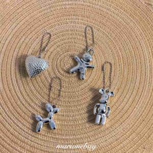 Gantungan Kunci Silver - BagCharm Bentuk Kartun Beruang / Dog / Doff Balon / Love / Souvenir /Aksesories Tas /Mobil /Handphone /Gantungan Kunci Souvenir /Gantungan Kunci / Random Bag Charm