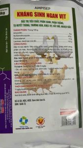 AMPISEP(100g) Sakan dạng bột xử lý tiêu chảy p.xanh p.trắng p.nhớt vàng sốt bỏ ăn tụ huyết trùng ở gà ngan vịt