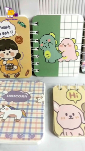 Notebook Mini Buku Catatan Kecil Multifungsi Motif Kartun Lucu/Notebook Ring Motif Unik Kertas Paper Stationery Buku Saku Isi 80 Lembar Buku Catatan Spiral Notes Kecil
