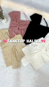 KOKO - Atasan Wanita Dewasa Rajut Halter Bahu Terbuka Prancis Korea Style 2024