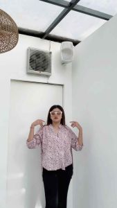 HOKI- KEMEJA FLORA WANITA KATUN JEPANG LENGAN 3/4 Onesize fit LD 120CM