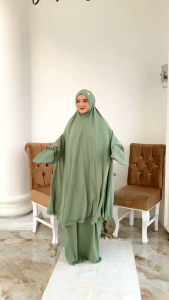 MUKENA DEWASA UMROH HAJI STEGAN NAHDINYA BERLENGAN CRINGKLE AIRFLOW LASERCUT PENUTUP DAGU