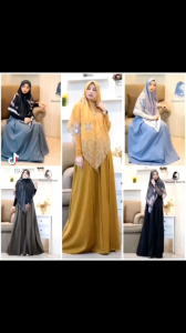 Dress Joza Katun Madinahjoza Violetpinkalmeera Beigemocca Gray by Joza Clothing