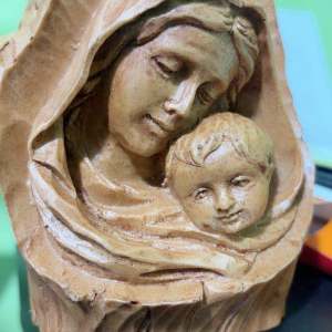 Mother and Child Log Religious altar display Paete