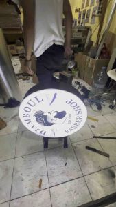 Neon Box Bulat 2 Sisi Akrilik Custom 50 cm LED Free Desain