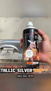 Sơn xịt Samurai W39 bạc kim loại bóng 400ml - Để ra đúng màu cần sơn trên nền bạc 124