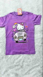 Atasan Kaos Baju Anak Perempuan Hello kitty Usia 1-10 Tahun Sablon DTF Bahan Combad 30s
