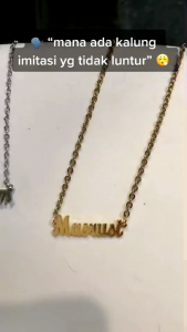 kalung liontin  nama sendiri titanium anti karat lapis emas 24k