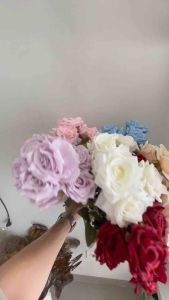 [9 Cabang] Rose Diamond Artificial Flower Bunga Mawar Palsu Premium