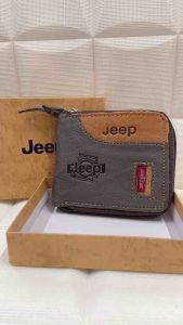 【Ready Stock】 Short Wallet Genuine Leather Purse Zip Safety Wallet For Men【With Box】 Dompet Pendek Kulit Zip Lelaki