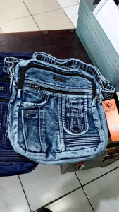 tas selendang pria jeans bahan denim terbaik halus dan tebal 4 model 4 warna