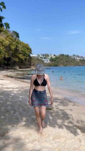 กระโปรงกางเกงยีนส์ เอวสูง เเต่งปักดอกไม้งานน่ารักมาก S-6XL