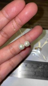 Fresh Water Pearl Pendant and Tictac earrings in 18K Gold setting(thin/lightweight)