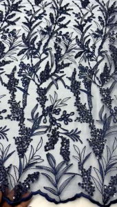 PROMO TERMURAH!!! Kain Bahan Tulle Payet Spenggel | Motif Akar | Bordir Tebal