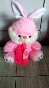 BONEKA KELINCI SYAL PINK CANTIK RABBIT DOLL BESAR