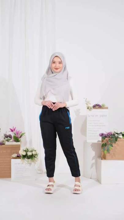 Celana training olahraga pria wanita, celana panjang sport